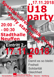 Die Ü18-Party in der Stadthalle Neuffen am 17.11.2018
